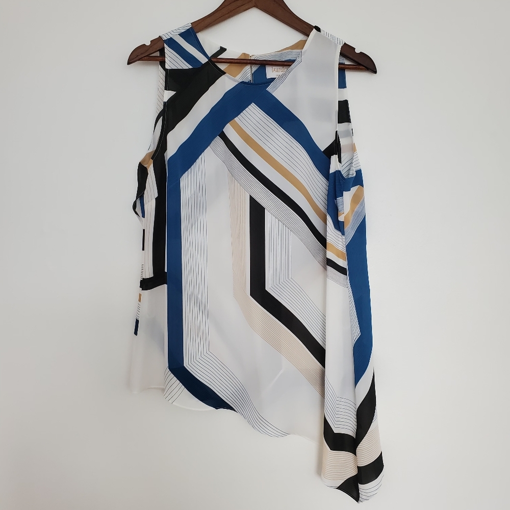 Laundry By Shelli Segal Geometric Blouse - Blue, Black, White